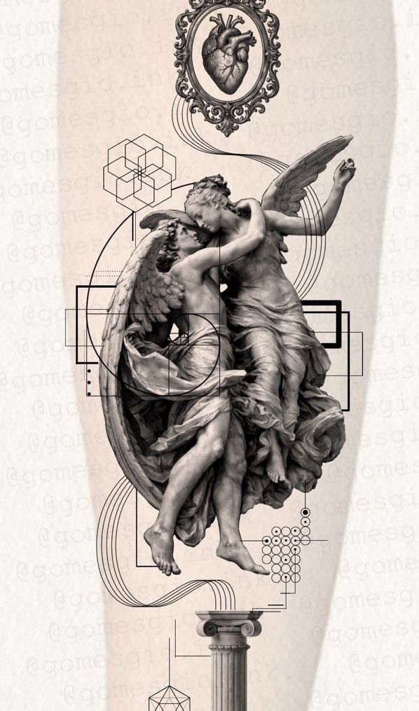 Eros e Psiquê com coração anatômico